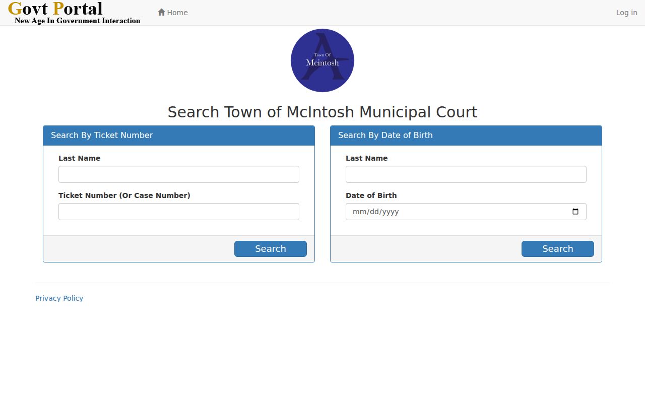 McIntosh court docket ticket and case search modes