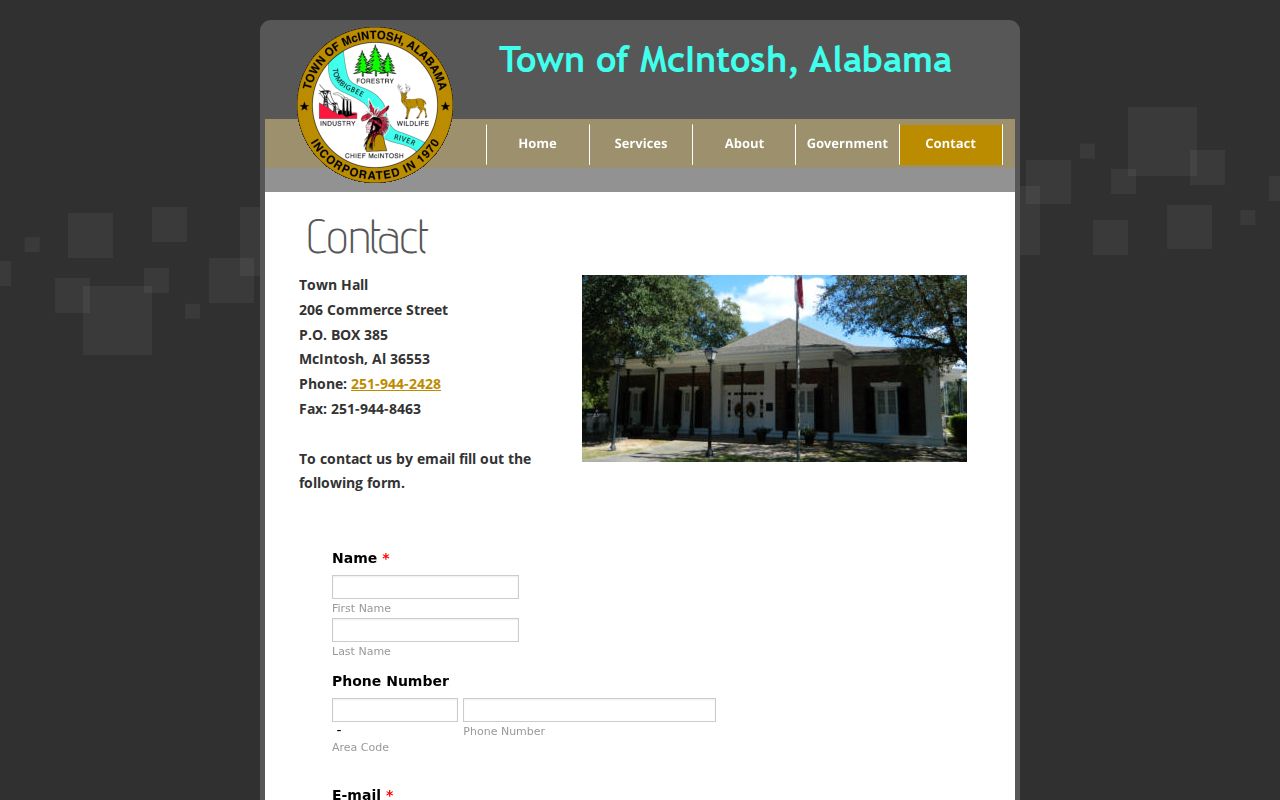 McIntosh court docket Town Hall contact details