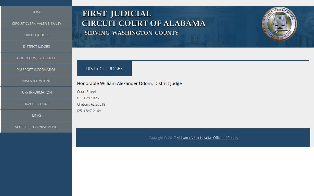 Washington County civil docket District Court judge information
