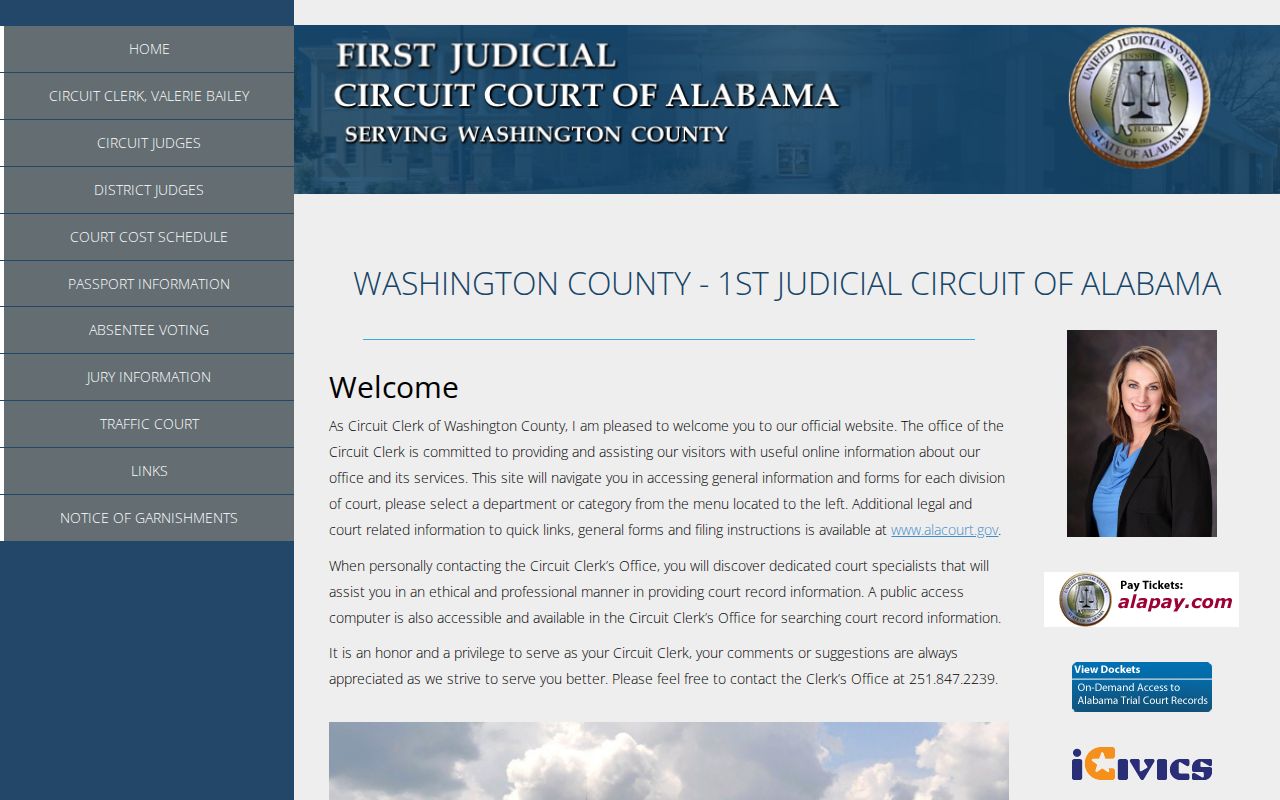 Washington County court docket Circuit Clerk access page