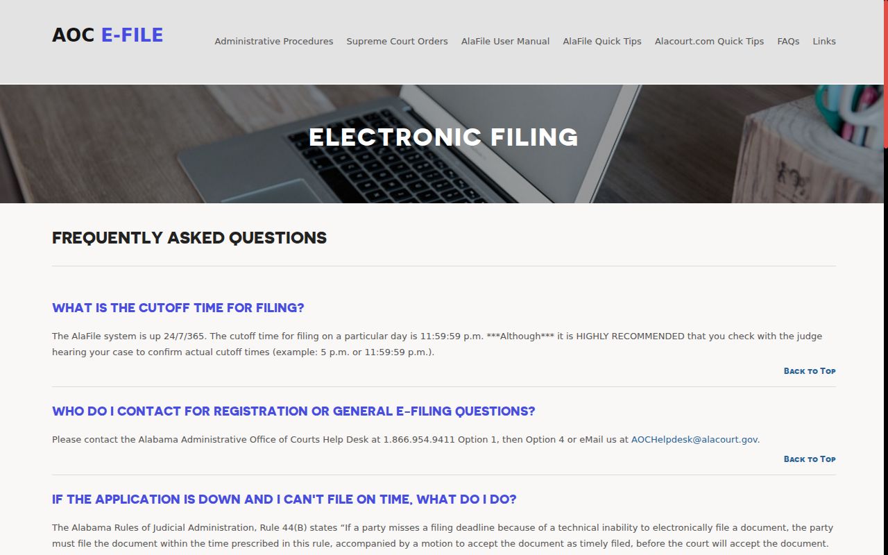 Washington County court records AlaFile filing help page