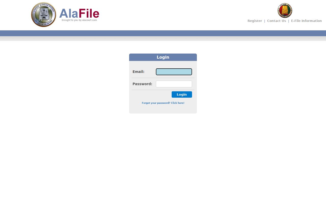 Washington County court records AlaFile login screen