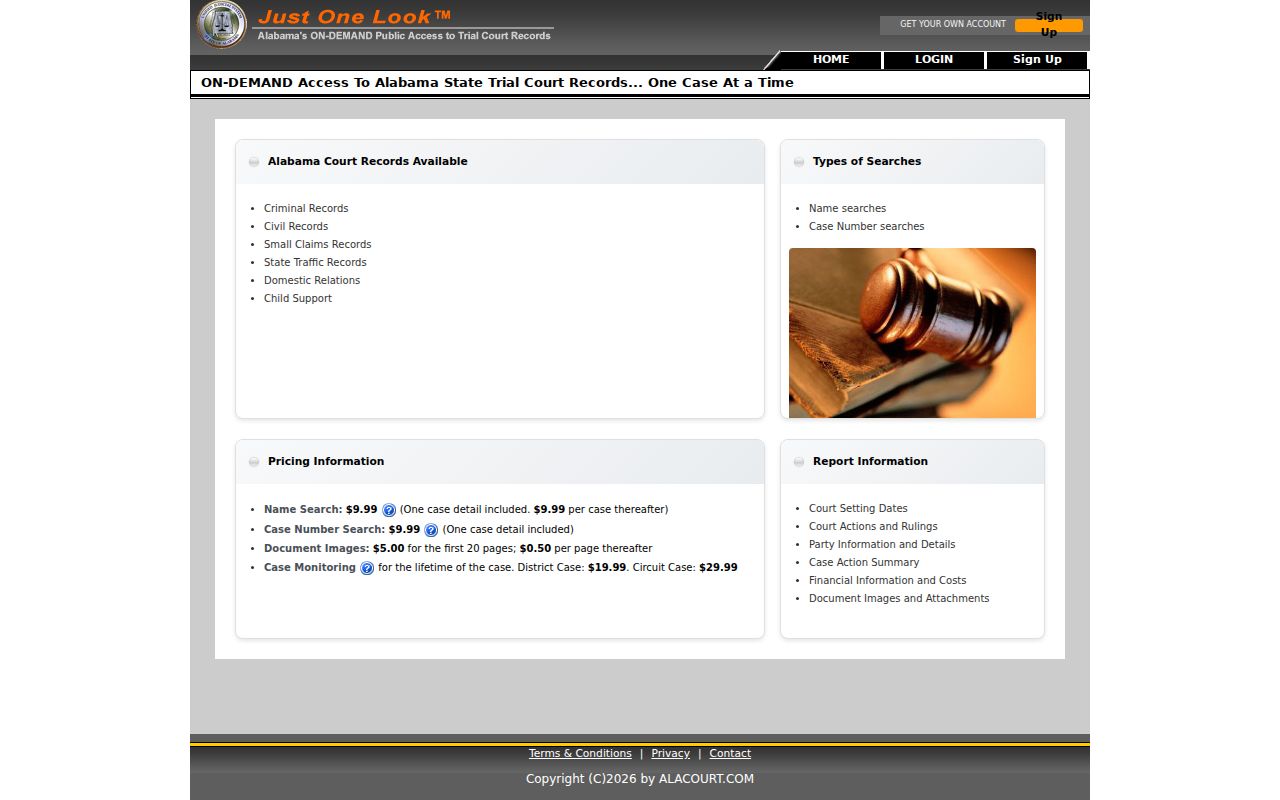 Washington County case lookup Just One Look search screen